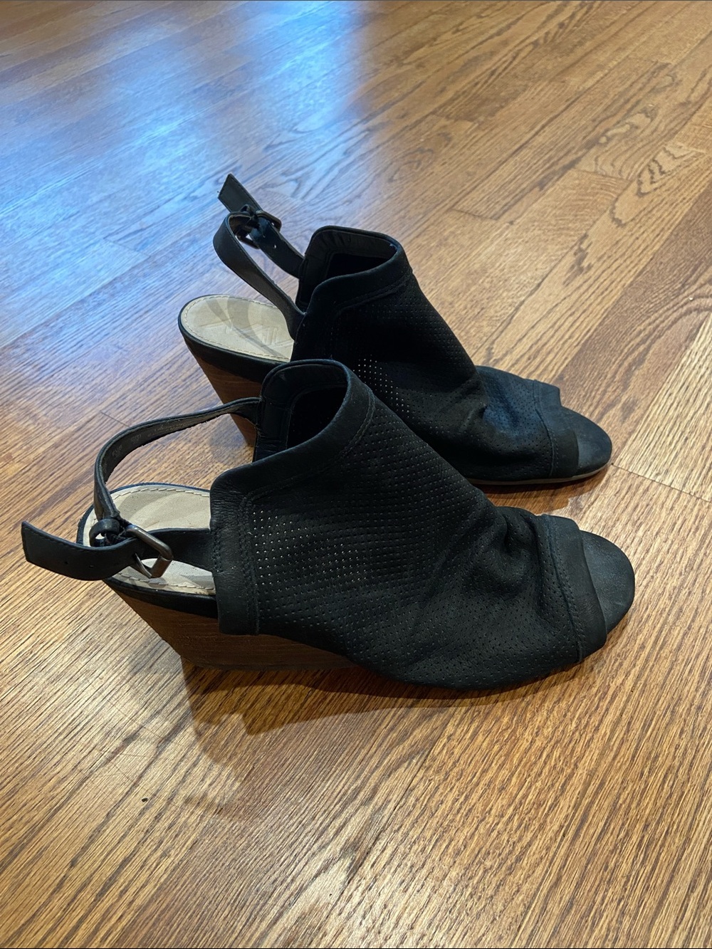 Naya Anthropologie Free People black slingback suede sandals size 8 vintage Y2K